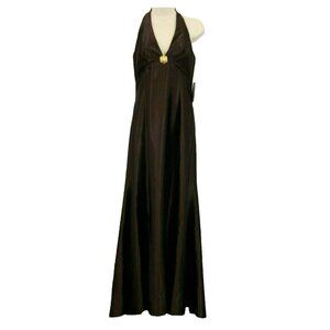 Jessica McClintock Formal Gown Size 9/10 Halter Brown Gunne Sax Prom Wedding NWT